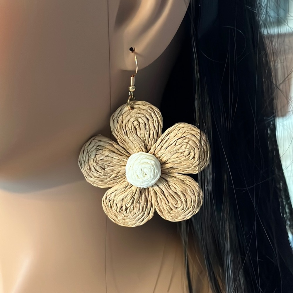 Raffia Flower Earrings